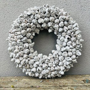 Shabby white wreath / door wreath / wall wreath with coco fruits 40 cm diameter