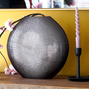 Metal vase 35.50x7x33 vase | Metal Vase | Decorative vase | Flower vase grey/silver
