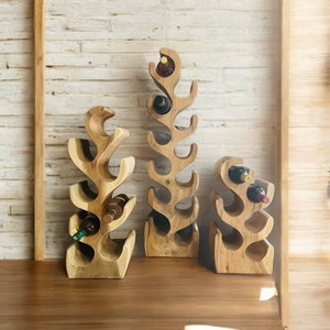 Wine rack / wine stand made of untreated wood for 3/4/6/8/12 wine bottles (approx. 30, 50, 70, 100 cm high, W approx. 26 cm / D approx. 20 cm)