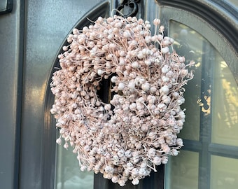 Couronne de porte en rose clair 28 cm