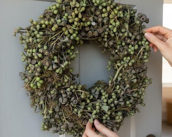 Ghirlanda naturale realizzata con frutti di eucalipto – legata a mano, rustica e senza tempo, in circa 30 o circa 40 cm
