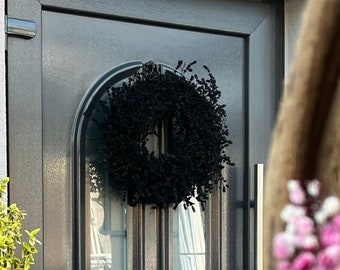 Couronne de lavande noire, pour porte et mur d'environ 45 cm de diamètre.