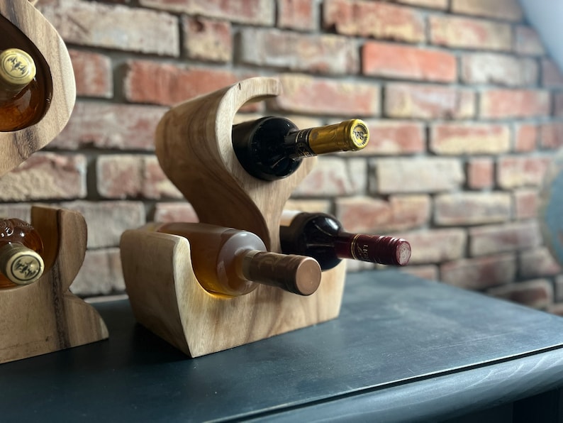 Casier à vin/support à vin en bois pour 4 ou 3 bouteilles de vin environ 30/70 cm de hauteur image 3