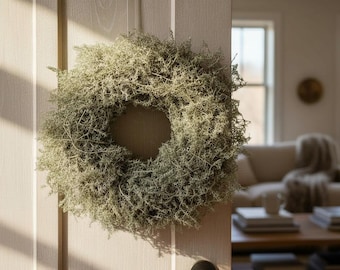 Elegante corona de pared o puerta, corona de espárragos verdes de aprox. 36-40 cm de diámetro.