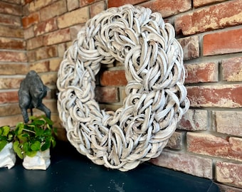 Door wreath wall wreath white 40, 55 and 65 cm diameter, practical hanging