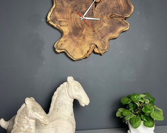 Reloj de pared de madera hecho con rodajas de árbol, de unos 50 cm de diámetro, ¡único!