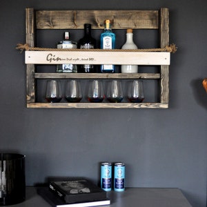 Personalized gin whiskey shelf black/white approx. 10 cm deep / width 60 100 cm image 3