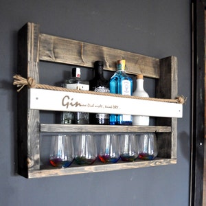 Personalized gin whiskey shelf black/white approx. 10 cm deep / width 60 100 cm image 1