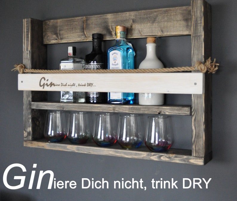 Personalized gin whiskey shelf black/white approx. 10 cm deep / width 60 100 cm image 2