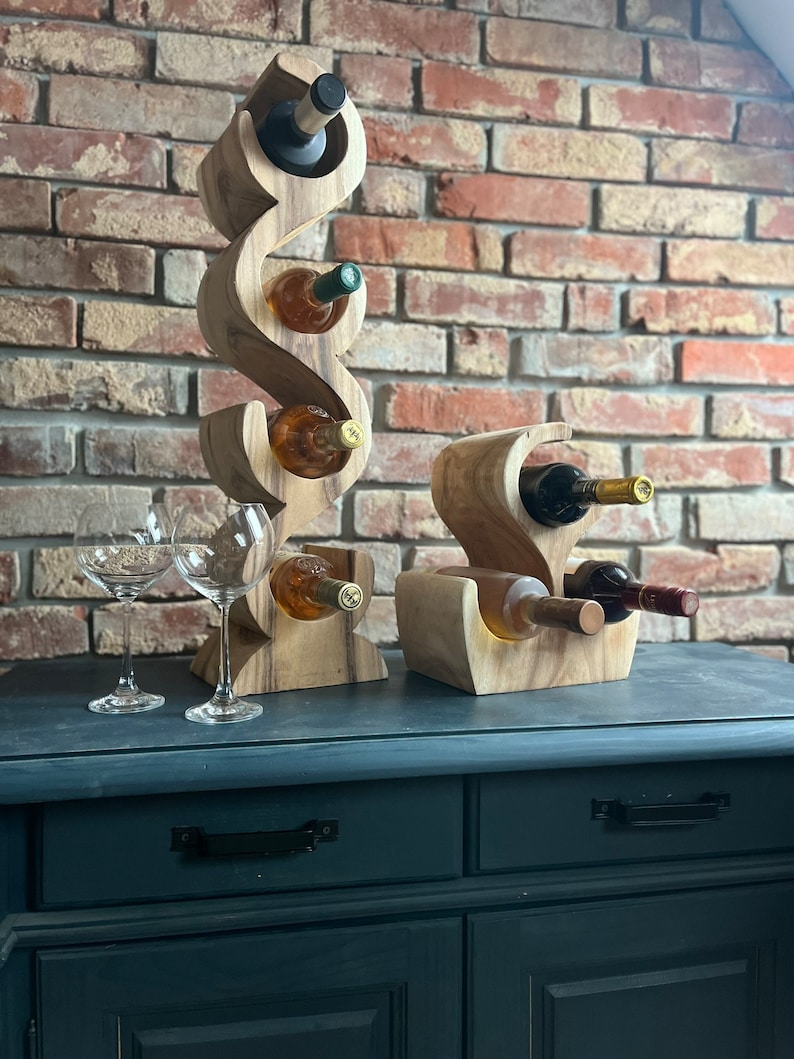 Casier à vin/support à vin en bois pour 4 ou 3 bouteilles de vin environ 30/70 cm de hauteur image 4