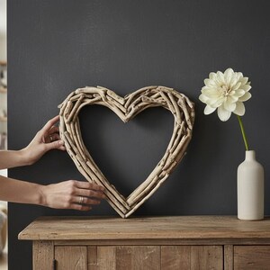 Herz aus Treibholz 50 cm | Herz zum Aufhängen | Naturdeko Wanddeko | Landhausstil | Boho Deko | Geschenkidee