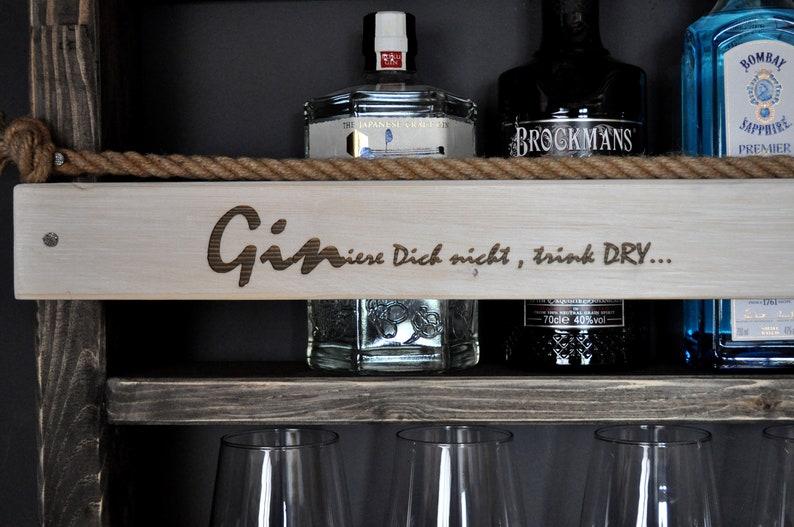 Personalized gin whiskey shelf black/white approx. 10 cm deep / width 60 100 cm image 4