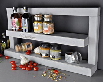 Personalized spice rack wood shelf Shabby white - approx. 10 cm deep / width 40 - 80 cm, kitchen shelf 3 shelf / shelves