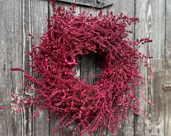 Couronne de lavande en rouge foncé, pour porte et mur d'environ 45 cm de diamètre
