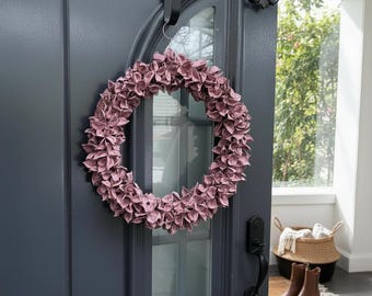 Corona para puerta color baya, 30 cm – Corona decorativa de algodón – Decoración para puerta de entrada y uso interior – Decoración primaveral y para todo el año