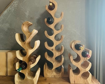 Wine rack/wine stand made of wood for 3/4/6/8/12 wine bottles (approx. 30, 50, 70, 100 cm high) width approx. 26 cm