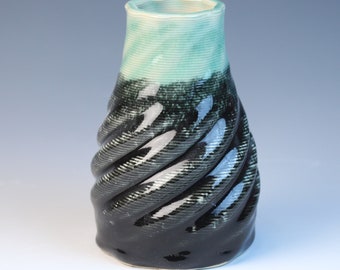 3D printed ceramic green and white vase