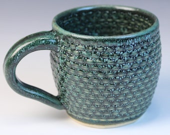 3D printed ceramic green glazed stoneware mug