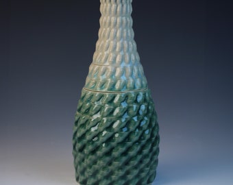 3D printed ceramic green and white vase