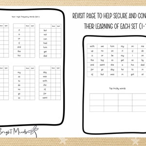 Year 1 High Frequency Words - Etsy