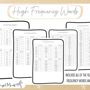 Year 1 High Frequency Words - Etsy