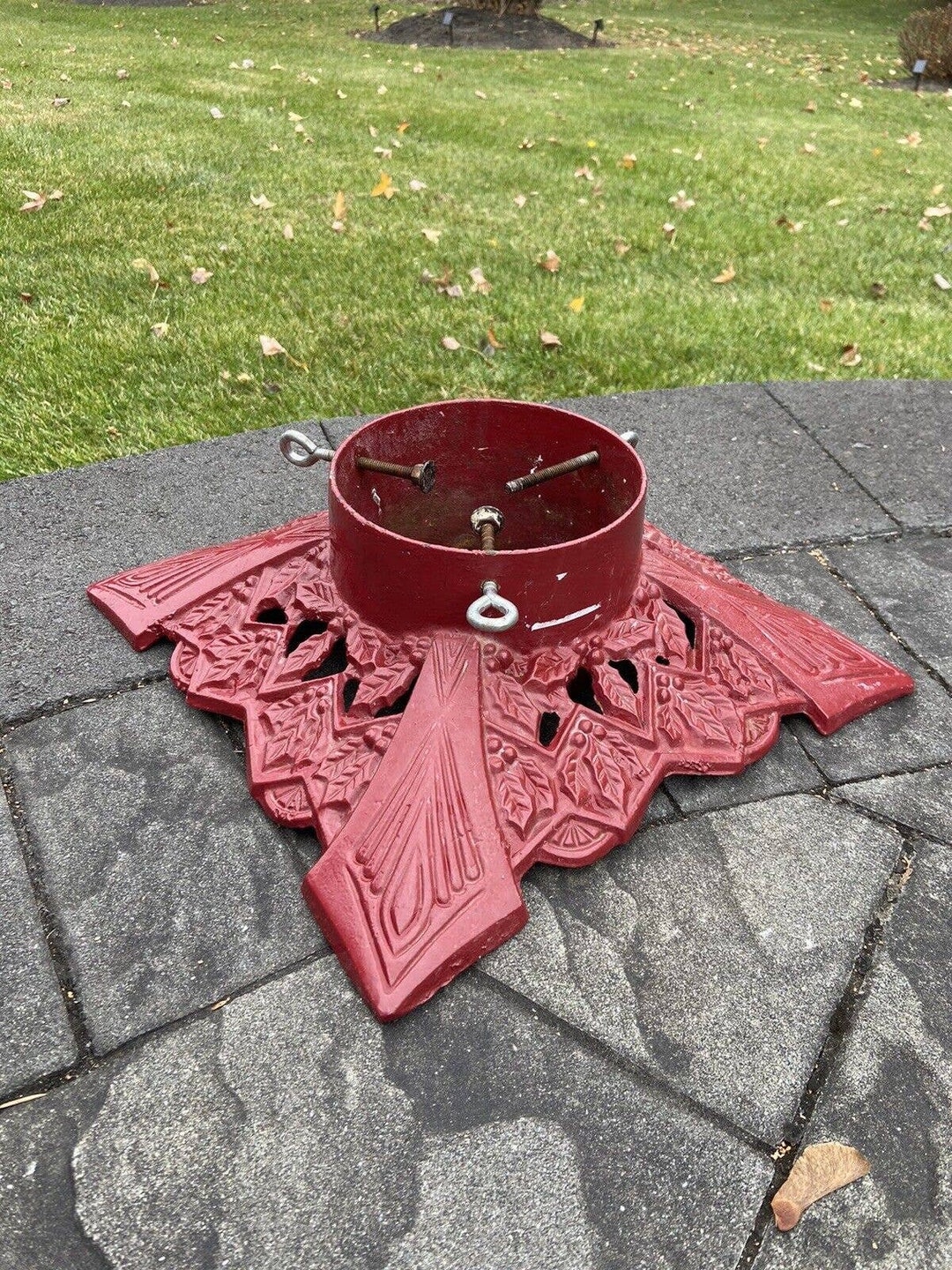 VTG Cast Iron 15.5x15.5 Red Christmas Tree Stand Base 18.6 Lb Etsy