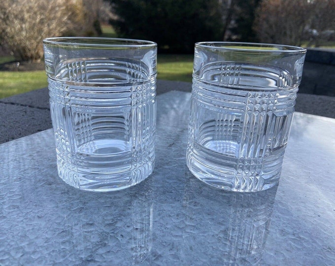 RALPH LAUREN Crystal Glen Plaid Double Old Fashioned Whisky Glass 41/8