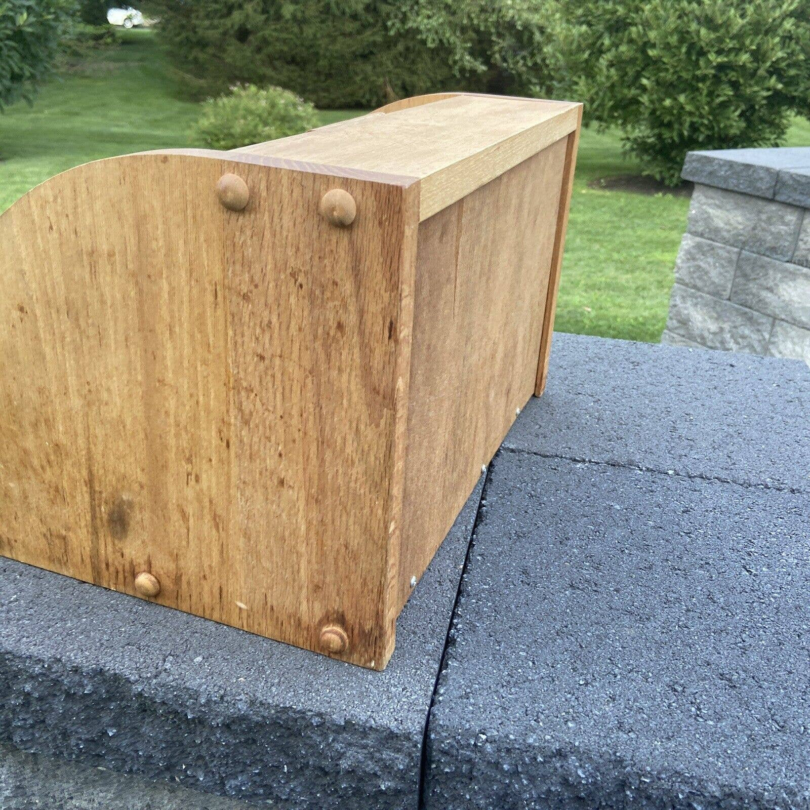 Vintage Wooden Roll Top Bread Box Farmhouse HAND MADE Etsy