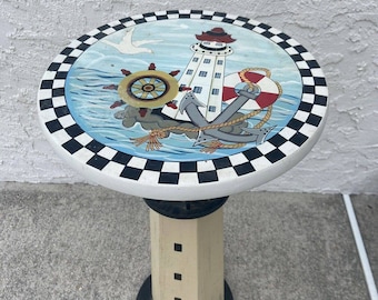 Nautical Decor Hand painted handcrafted table beach house furniture 23 x 12 “