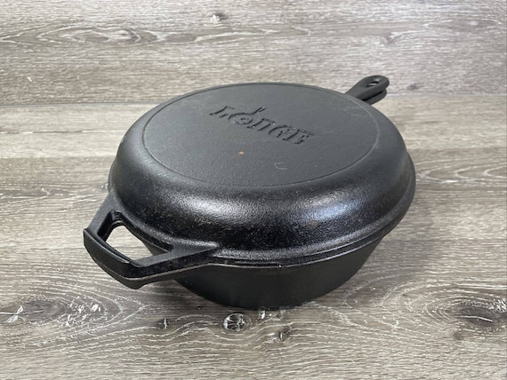 Lodge 8 CF Cast Iron 10.5 Deep Skillet With Domed Lid Heavy 12 LB 
