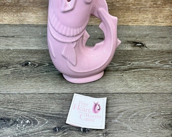 Gluggle Jug Wade Koi Fish Vase “Gurgle” Pitcher Large 10" Pink