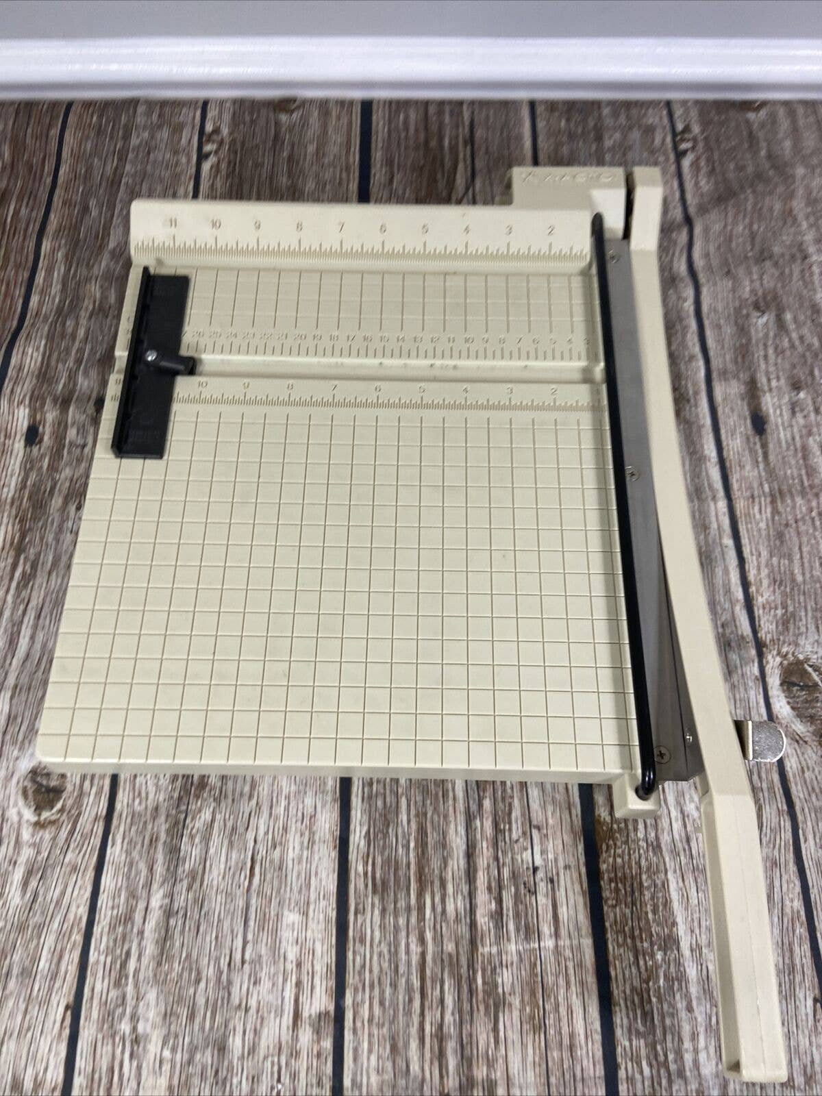 Mini Paper Cutter, Simplex MEI, Iron Blade, Wood, Retro Office Decor, Prop  