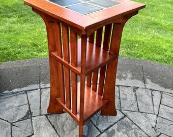 Ethan Allen American Impressions Mission Style Tile Top Accent Table H26xW13”