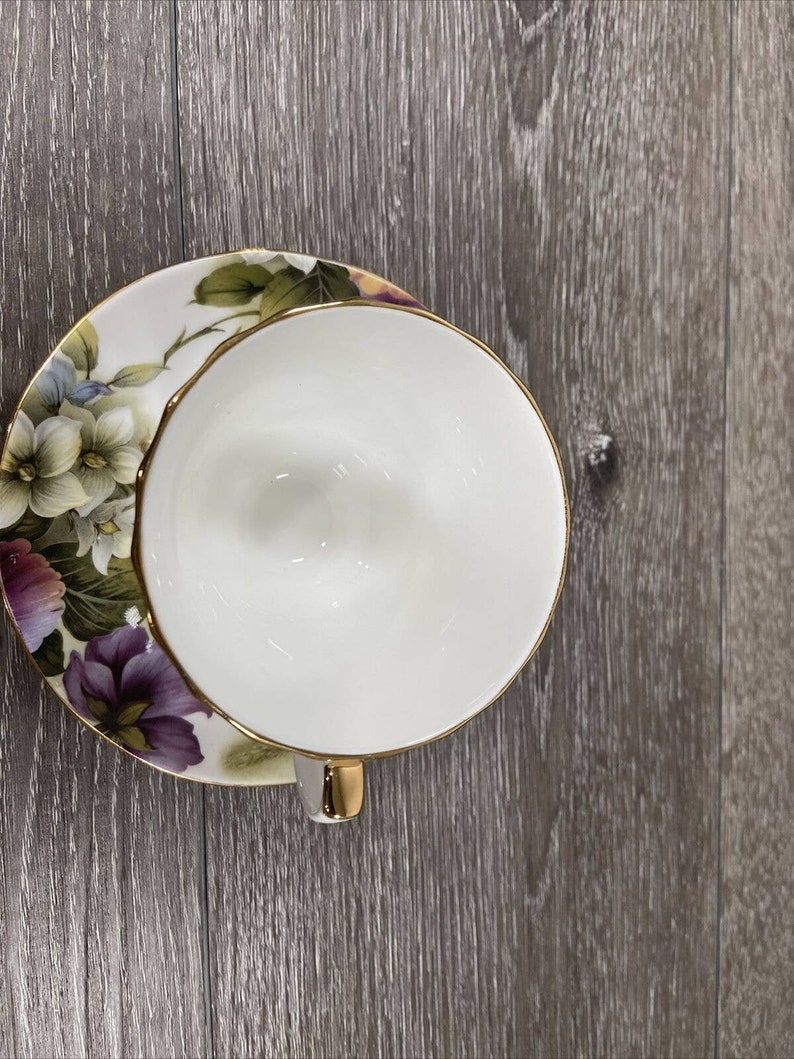 Duchess Fine Bone China Tea Cup & Saucer Pansies Gold Trim Etsy
