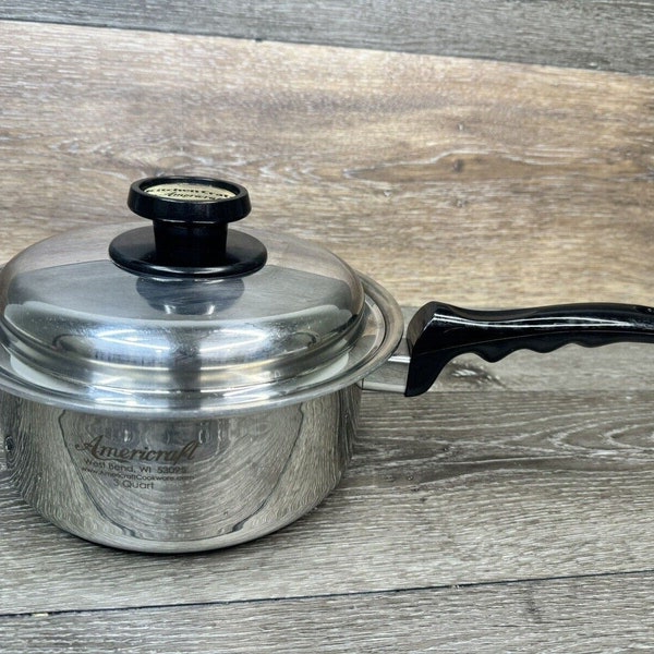 Vintage Kitchen Craft 3 Qt Sauce Pan Pot & Lid 9" Americraft West Bend