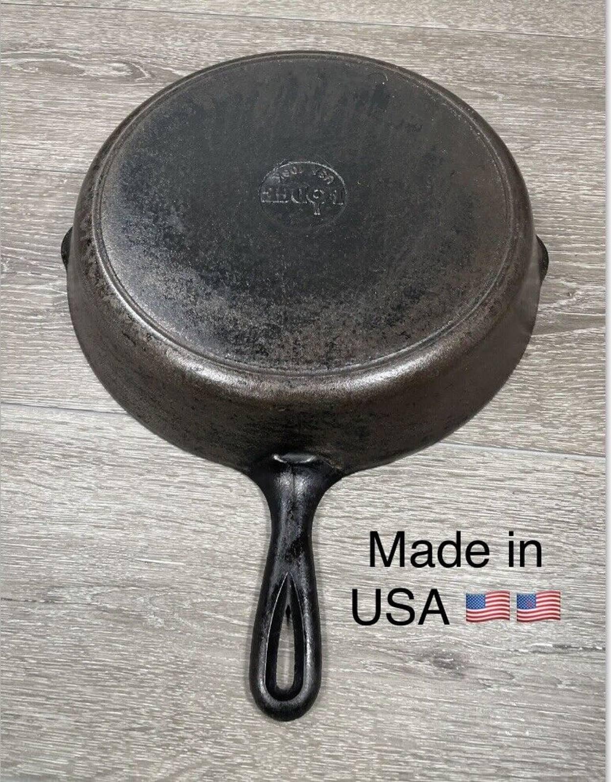 VTG Lodge # 10SK 12” Cast Iron Skillet Pan Large Size w/ 2 spout USA Made  Rustic