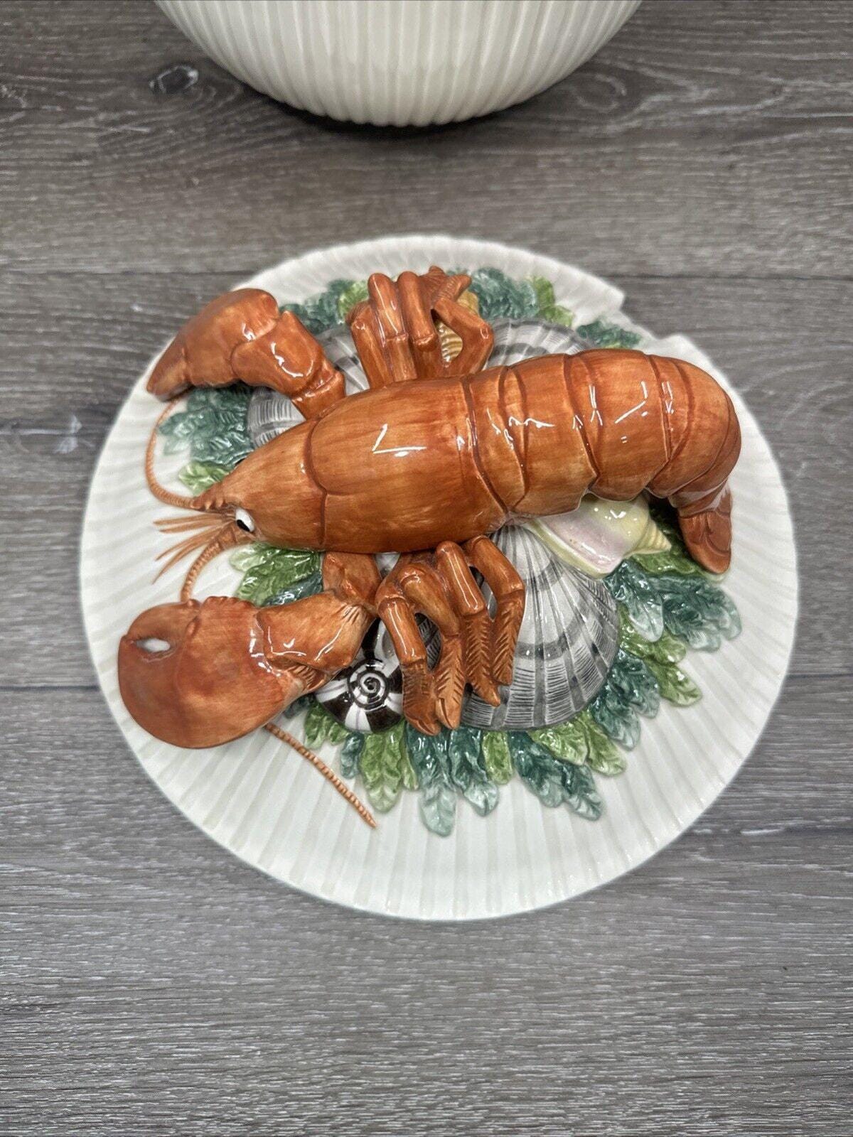 Fitz & Floyd Fish Market Lobster Soup Tureen 3.5 Qt Bowl W Fitz & Floyd Fish Market Lobster Soup Tureen 3.5 Qt Bowl W