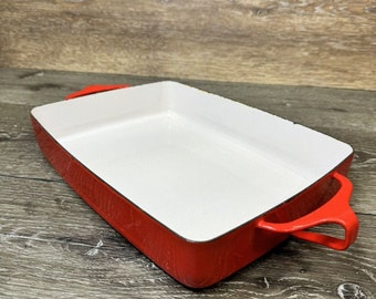 Vintage DANSK KOBEN STYLE Rote Emaille 11x8 ”Lasagne Auflauf Backform Teller