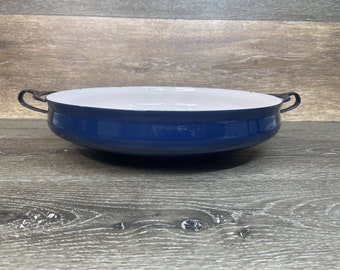 VTG DANSK Kobenstyle BLUE White Enamel 13.75Paella Pan Jens Quistgaard