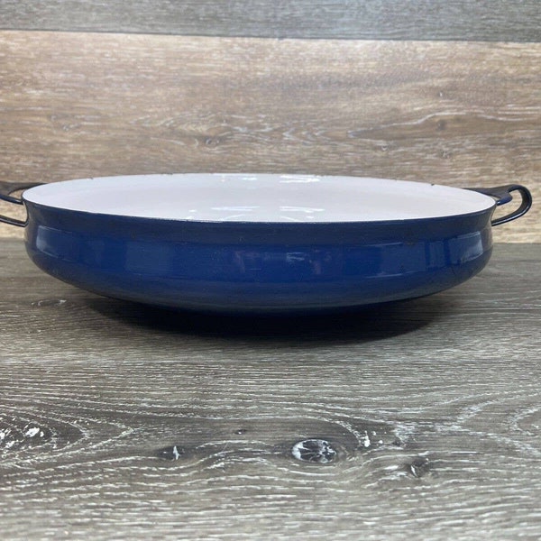 VTG DANSK Kobenstyle BLUE White Enamel 13.75Paella Pan Jens Quistgaard