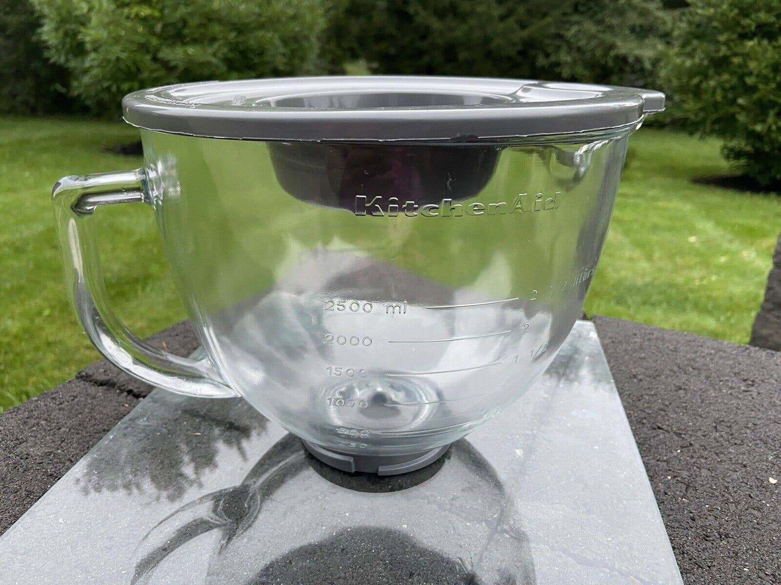 Kitchen Aid 5 Quart Glass Mixer Mixing Bowl With Plastic Lid 
