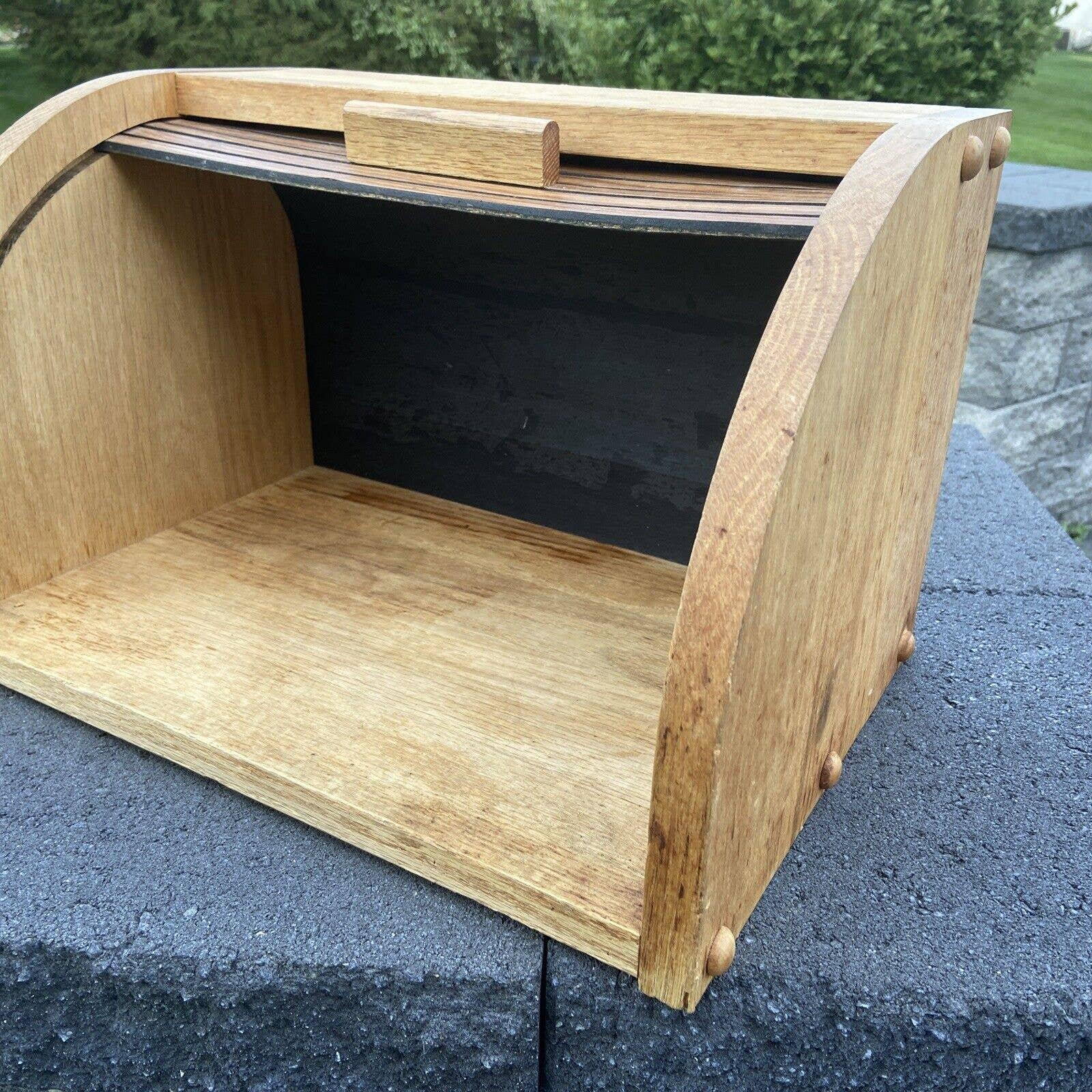 Vintage Wooden Roll Top Bread Box Farmhouse HAND MADE Etsy