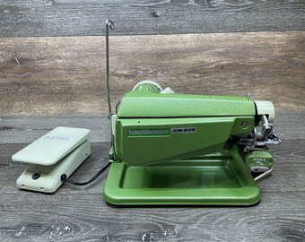 Vintage JUKI CM-606 Baby BLINDSTITCH Sewing Machine Industrial Green Cast Iron