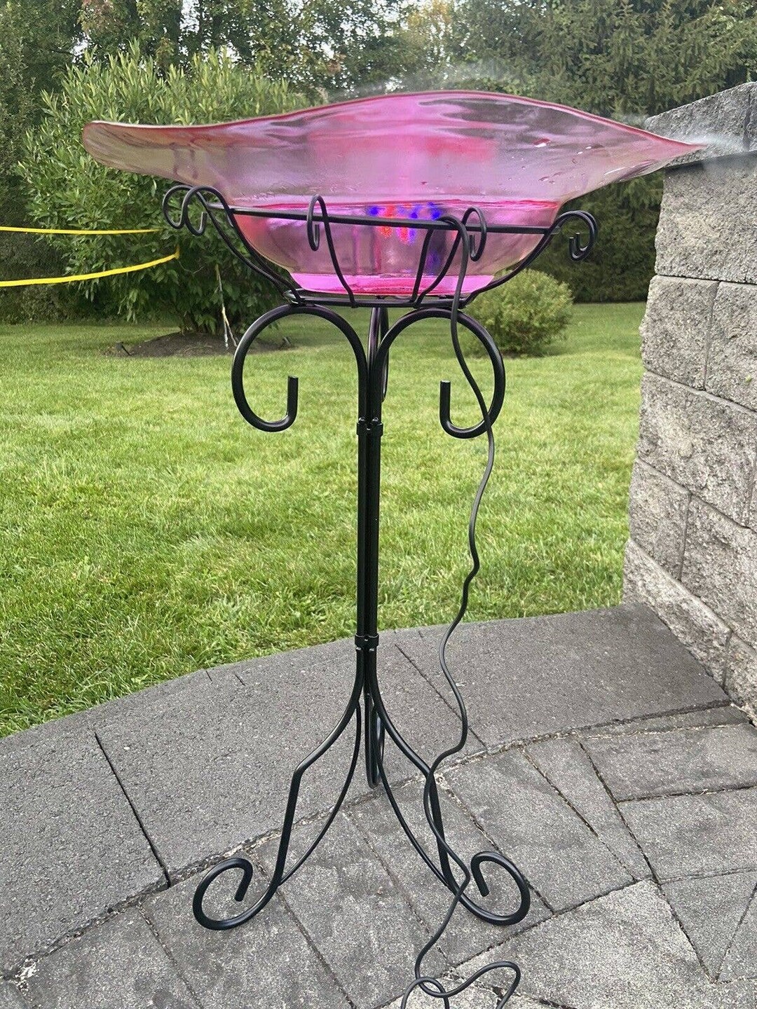 Misting Fountain Metal Glass Floor Stand 27color Changing Etsy