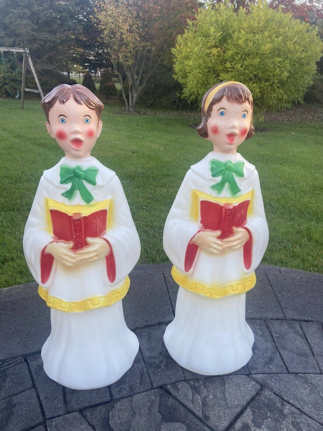 Vintage Empire Blow Mold Choir Boy Girl Singing Caroler Etsy