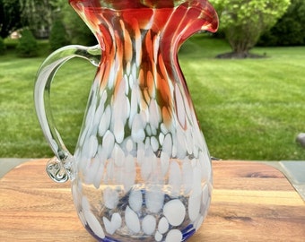 Limited Edition Blenko Confetti Art Glass Water Carafe Pitcher 10.75” USA W/Tag