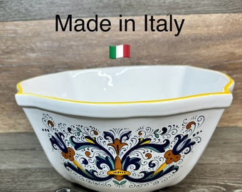 Grand bol de service, poterie italienne Deruta, 4 pintes, 11 po. Nova Deruta peint à la main