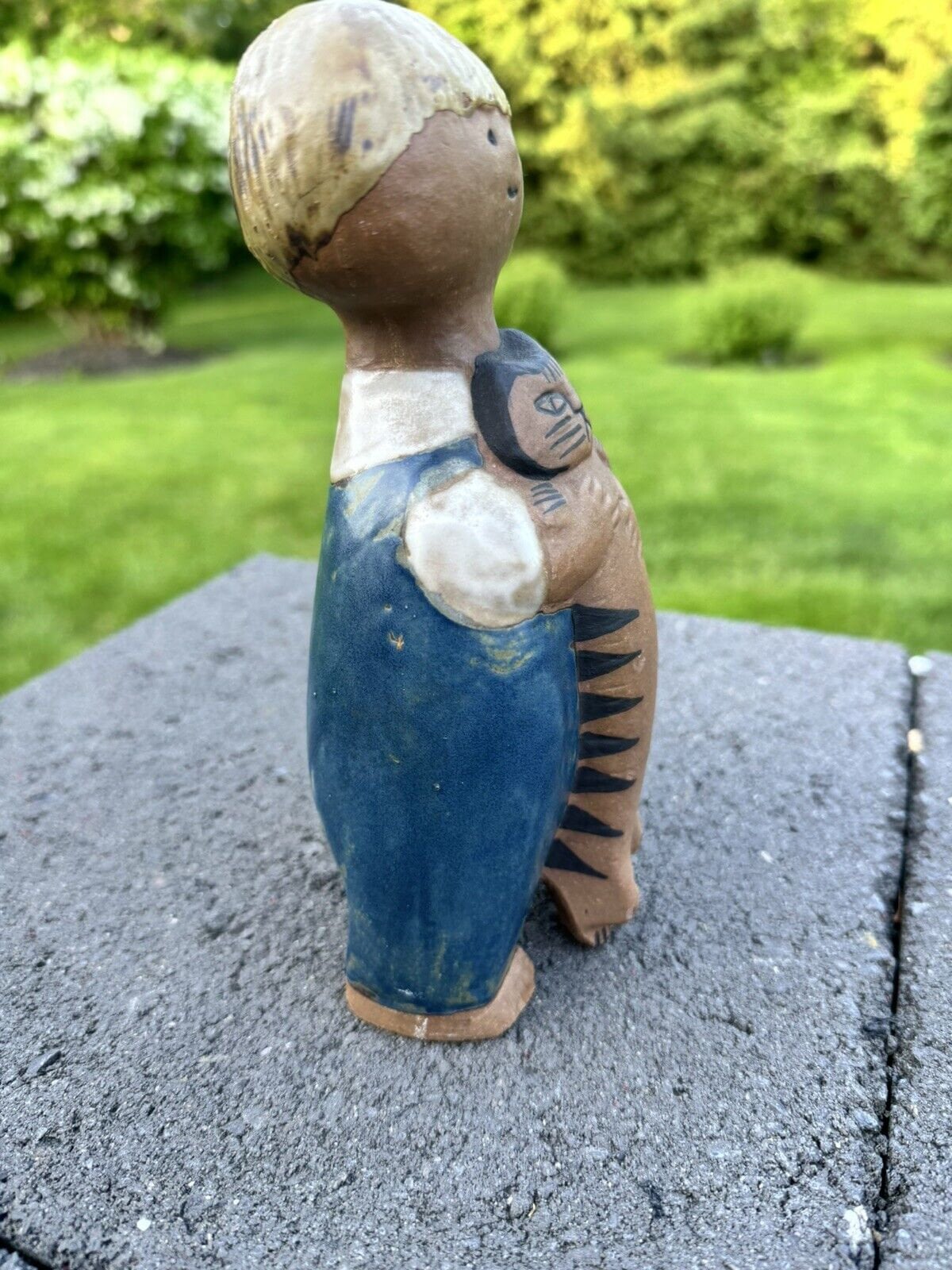 Lisa Larson for Gustavsberg Pelle Boy With Cat 7-3/4” Tall