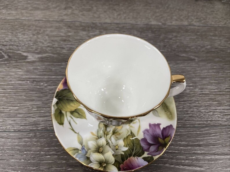 Duchess Fine Bone China Tea Cup & Saucer Pansies Gold Trim Etsy