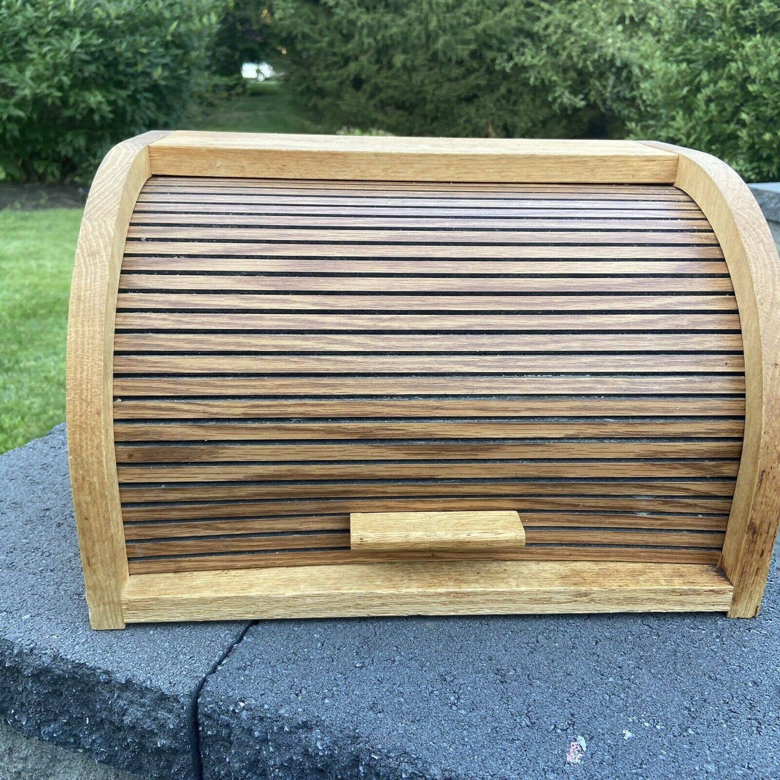 Vintage Wooden Roll Top Bread Box Farmhouse HAND MADE Etsy